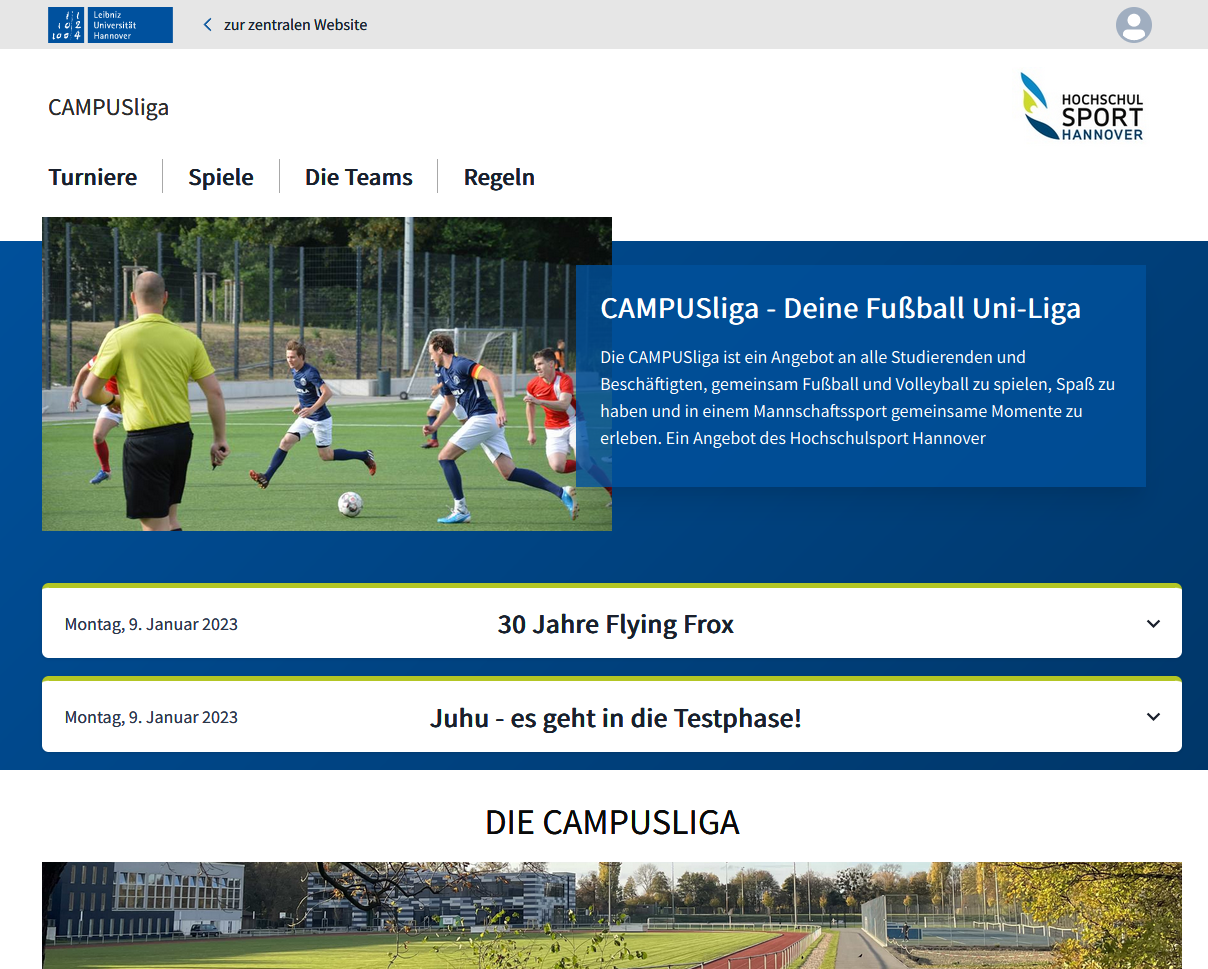Previous homepage design