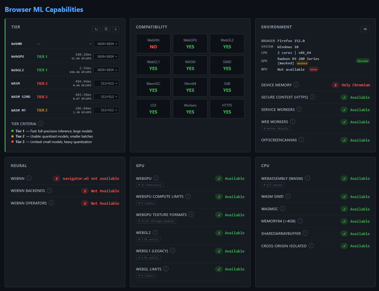 AI Browser Check interface